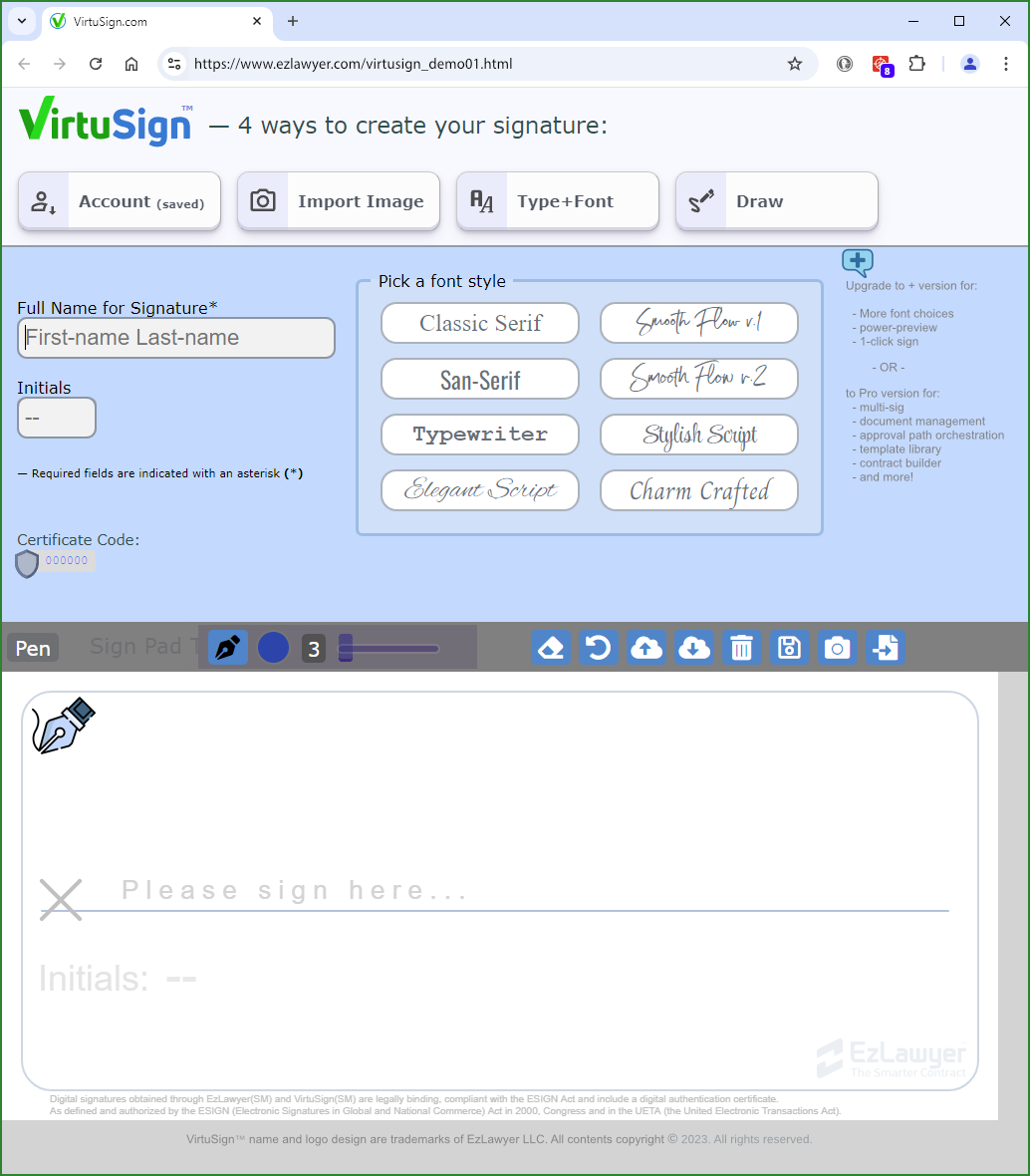 VirtuSign eSignature web app screenshot 1