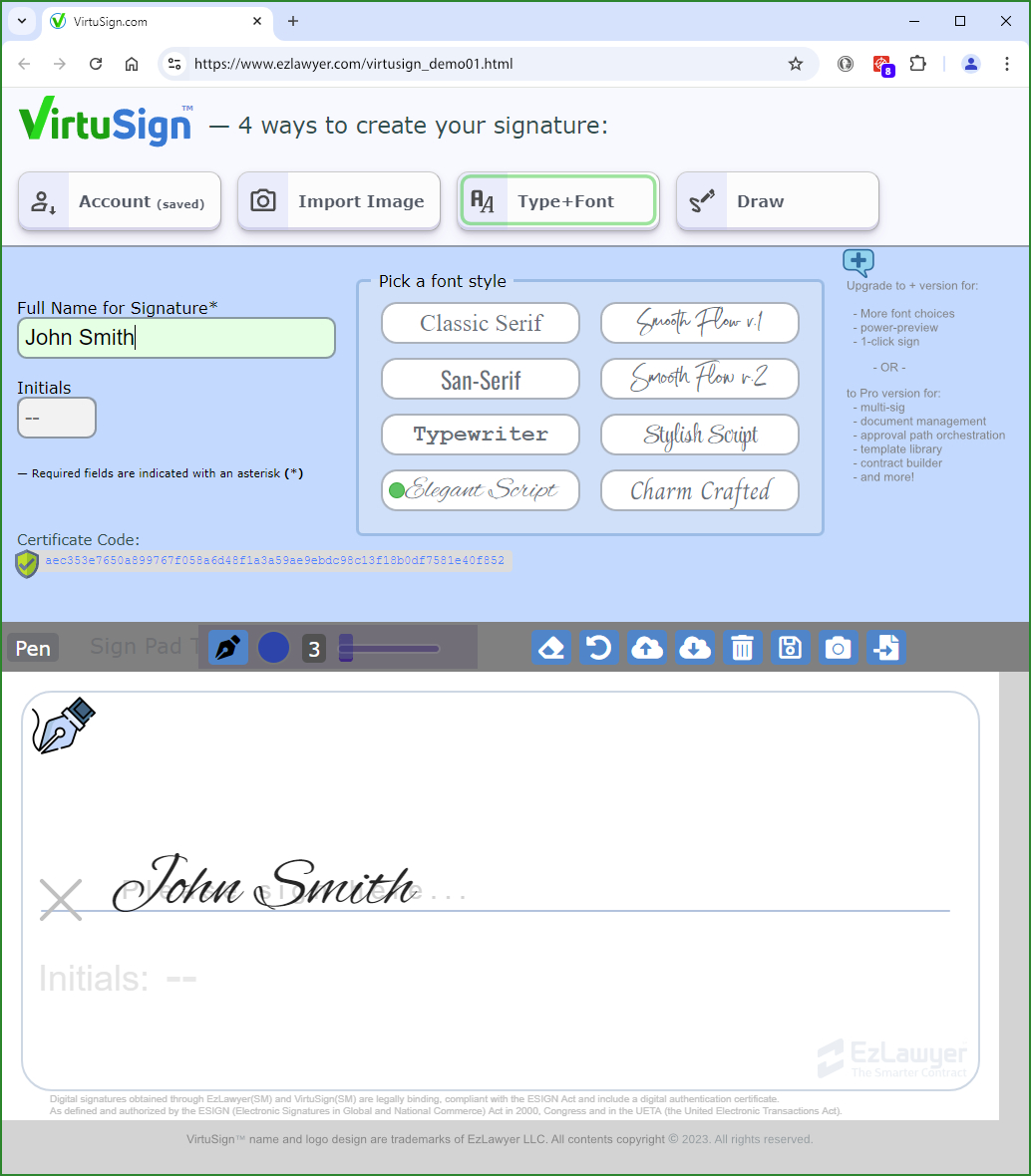 VirtuSign eSignature web app screenshot 2